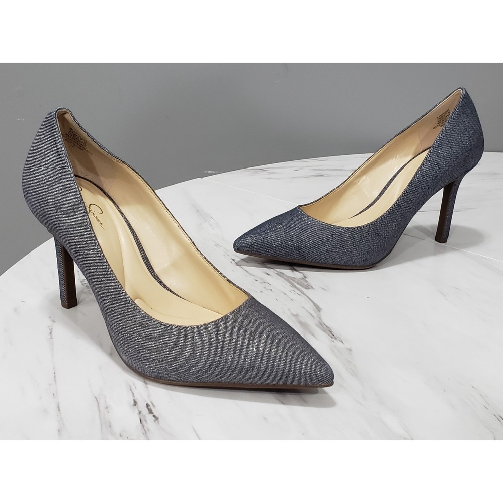 NEW NO BOX SIZE 7 Jessica Simpson Nettle Pumps Light Blue Heels Sparkle Silver